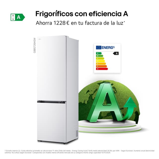 Detalle de LG GBBS726ASW frigorífico combi Total No Frost 375