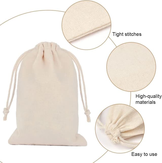 Thumbnail 2 de Aucuu 25pcs Sac en coton réutilisable 10x15cm