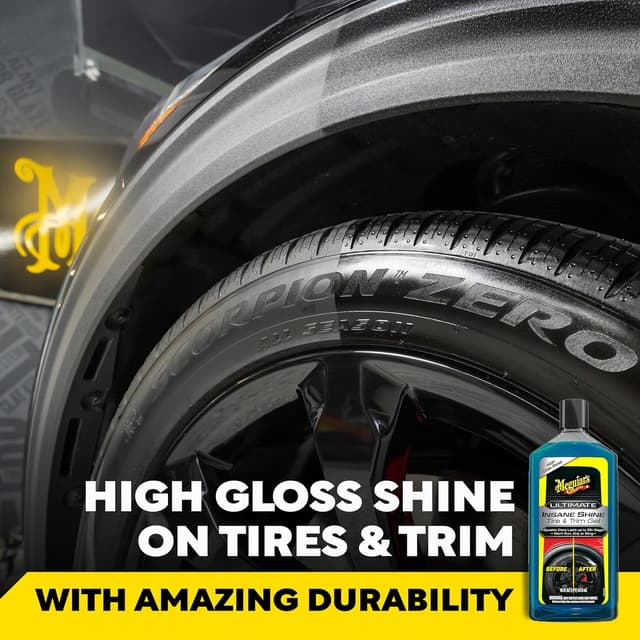 Detalle de Meguiar's Ultimate Insane Shine Tire & Trim Gel (16oz) — High-gloss wet look protectant