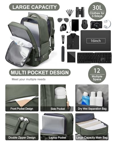 Detalle de BJLFS mochila de cabina 40x30x20 para Ryanair (40×30×20) con compartimento acolchado para portátil y tejido impermeable