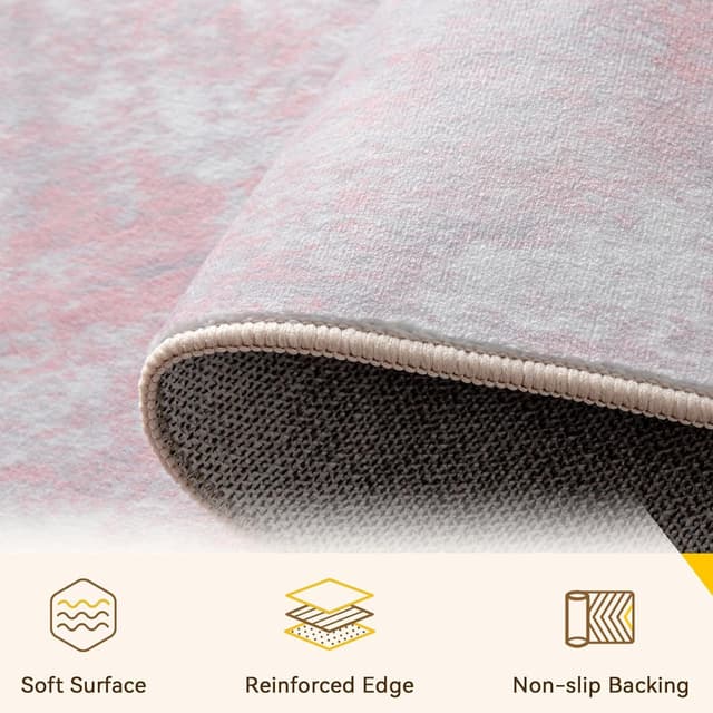 Thumbnail 2 de RELEANY Washable Area Rugs 8'x10' Non-Slip Modern Abstract (Grey Pink) — Tides Series