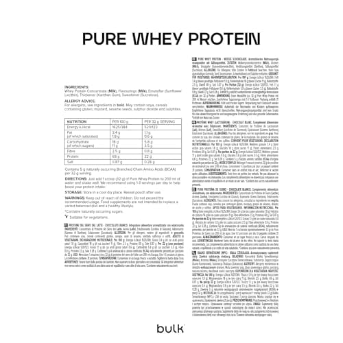 Thumbnail 5 de Bulk Pure Whey 2,5 kg Chocolate Blanco — 22 g proteína por servicio 🥤