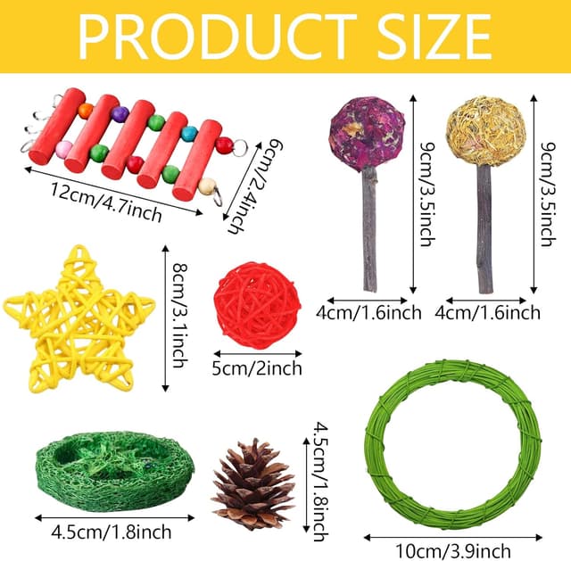 Thumbnail 1 de Qunkun 9 Stück Kaninchen Kauspielzeug