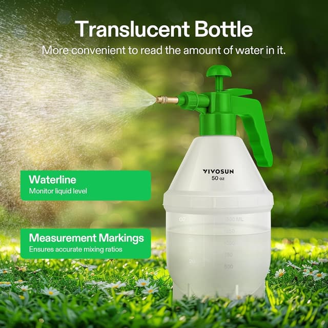 Detalle de VIVOSUN spruzzatore nebulizzatore manuale a pressione da 1,5 L con ugello in ottone regolabile (verde)