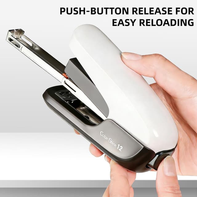 Detalle 2 de SimSign müheloses Heftgerät mit 2000 Heftklammern (für 25 Blatt) – schwarz/weiß