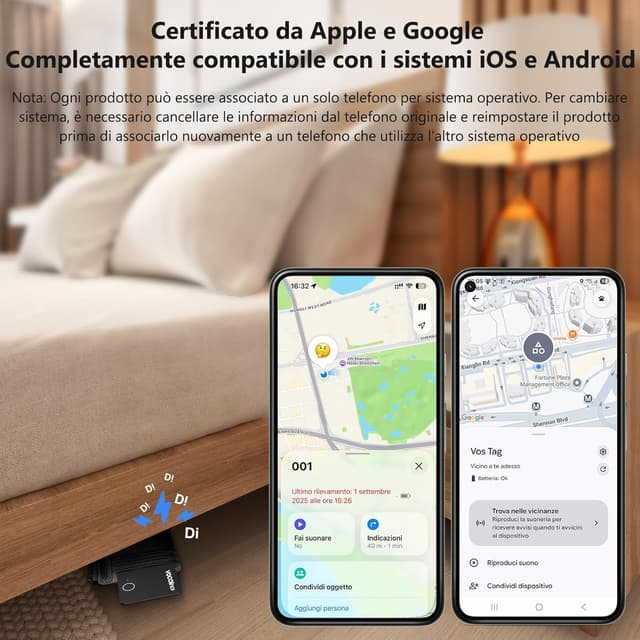 Detalle de VOCOlinc Air Card Tag (2 pezzi) tracker Bluetooth ricaricabile per portafoglio, bagagli e zaini