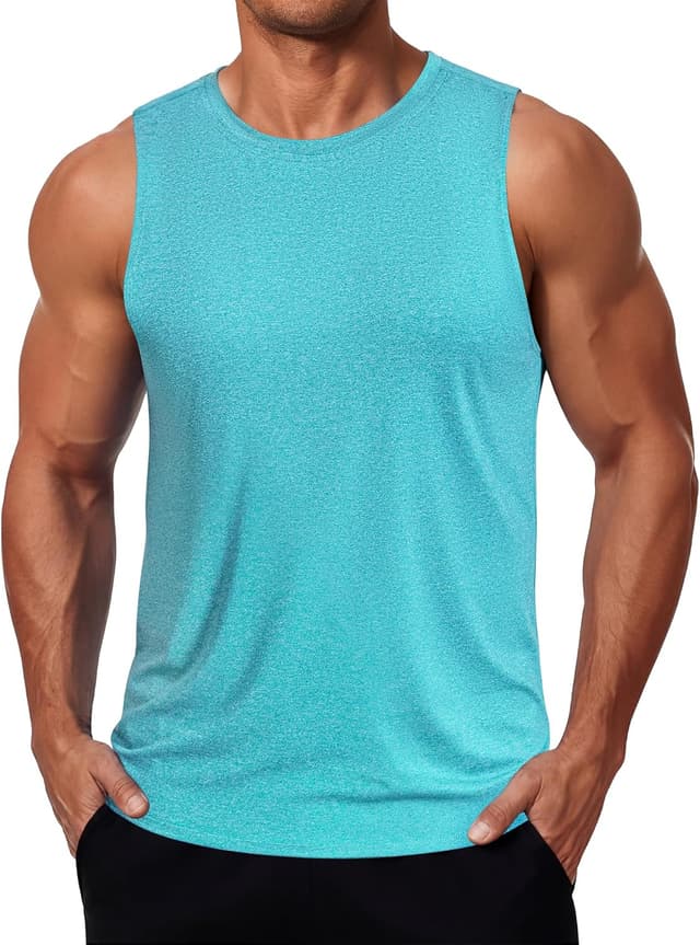 Detalle de COOFANDY Men’s Dry Fit Workout Tank Top with UPF 50+ (Sleeveless Gym & Running Muscle Shirt)