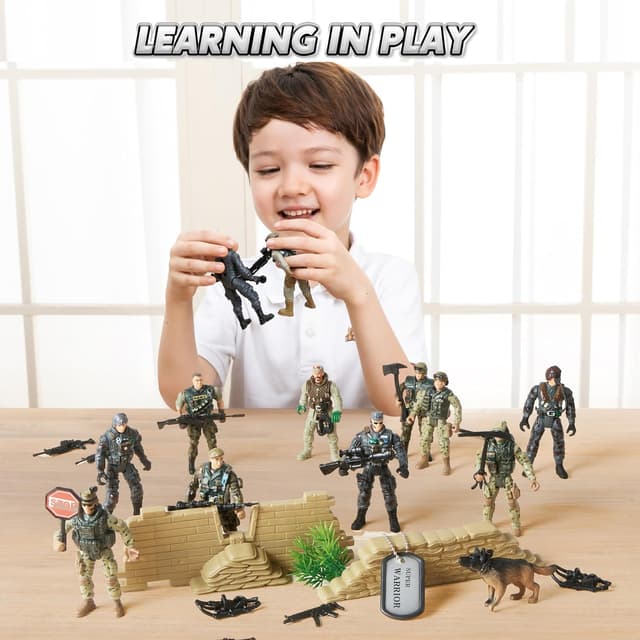 Thumbnail 6 de JOYIN 16 PCs Army Men Playset with 12 Army Ranger Figures and Weapon Accessories