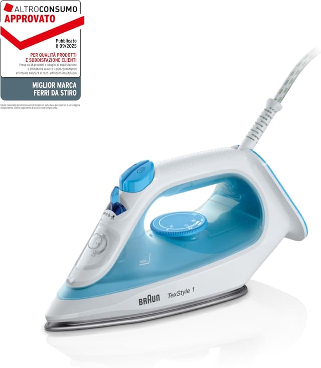 Detalle de Braun TexStyle 1 SI1029BL ferro da stiro con piastra antiaderente, colpo vapore e riscaldamento rapido (35 s)