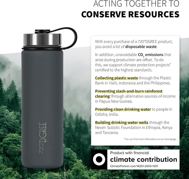 Detalle 2 de 720°DGREE noLimit Borraccia termica doppia parete in acciaio inox (410–1200 ml) con tappo sportivo