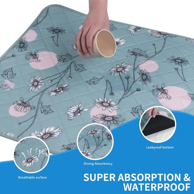 Detalle de IEUUMLER 2er-Pack waschbare Welpenunterlagen (60 x 60 cm) für Laufstall, Autositz & Sofa – Wiederverwendbar & schnell absorbierend