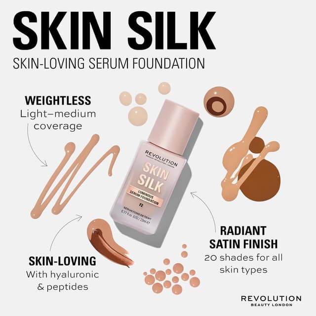 Thumbnail 4 de Makeup Revolution Skin Silk Serum Foundation 💧 Light to Medium Coverage