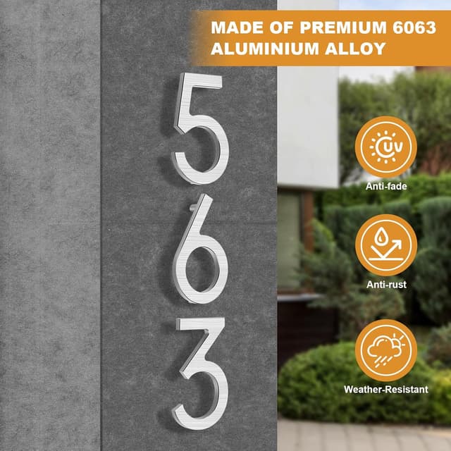 Detalle 2 de Numero civico 12,5 cm argento in alluminio