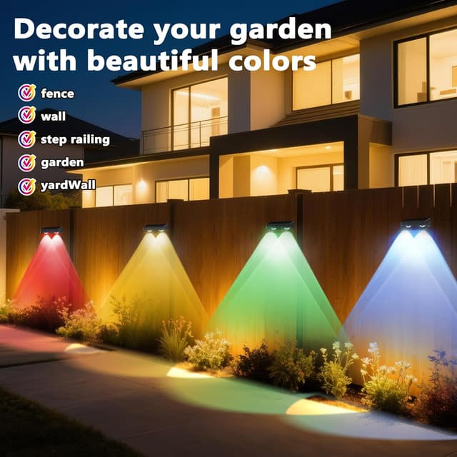 Thumbnail 6 de Onussunier Solar Fence Lights 9-Colour & Colour Changing RGB (IP65) – 8 Pack
