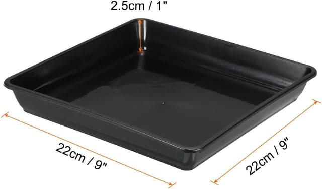 Detalle 2 de PATIKIL 9 inch square plant saucers (10-pack) in black plastic