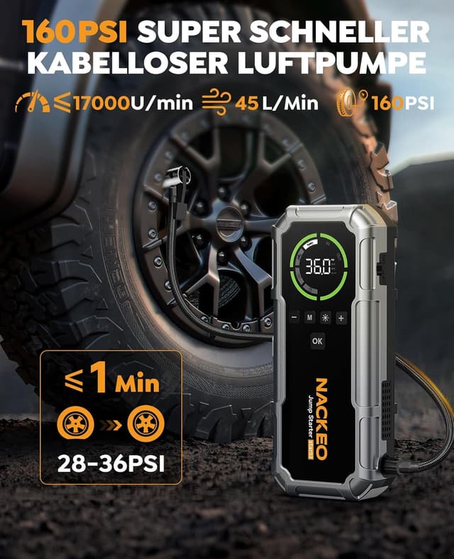 Detalle de 8000A Starthilfe Powerbank 20000mAh für Auto ⛽
