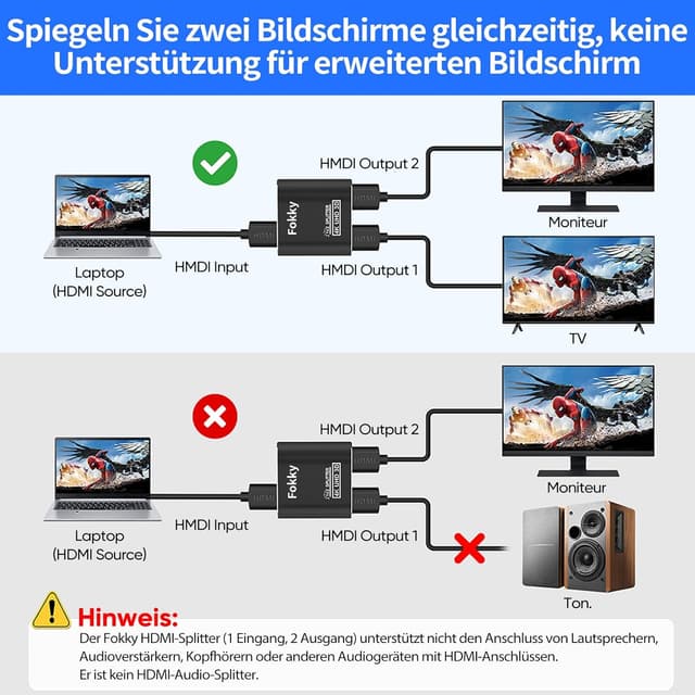Detalle 2 de Fokky 4K HDMI Splitter 1 in 2 Out