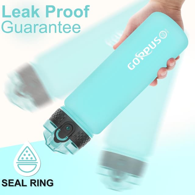 Detalle 2 de GOPPUS 500ml Kids Water Bottle (Straw + Flip-Top Lid) with Strap, Leakproof, BPA Free, Time Markings (Green)