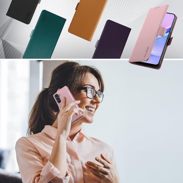 Detalle de Yunubeyii Wallet Flip Case for Samsung Galaxy A15 5G with RFID Blocking, Magnetic Cover & Kickstand (Pink)