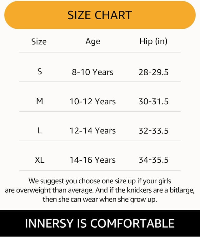 Detalle 2 de INNERSY Teen Girls Period Pants Knickers (Cotton, Leakproof) – Pack of 3