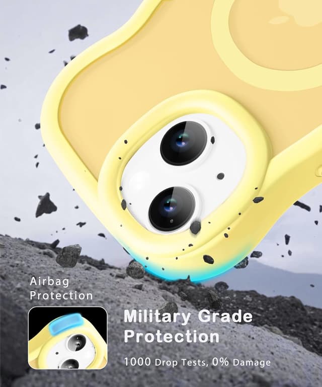 Detalle 2 de Amzfield Magnetic Case for iPhone 15 Plus / 14 Plus (MagSafe Compatible) – Butter Yellow