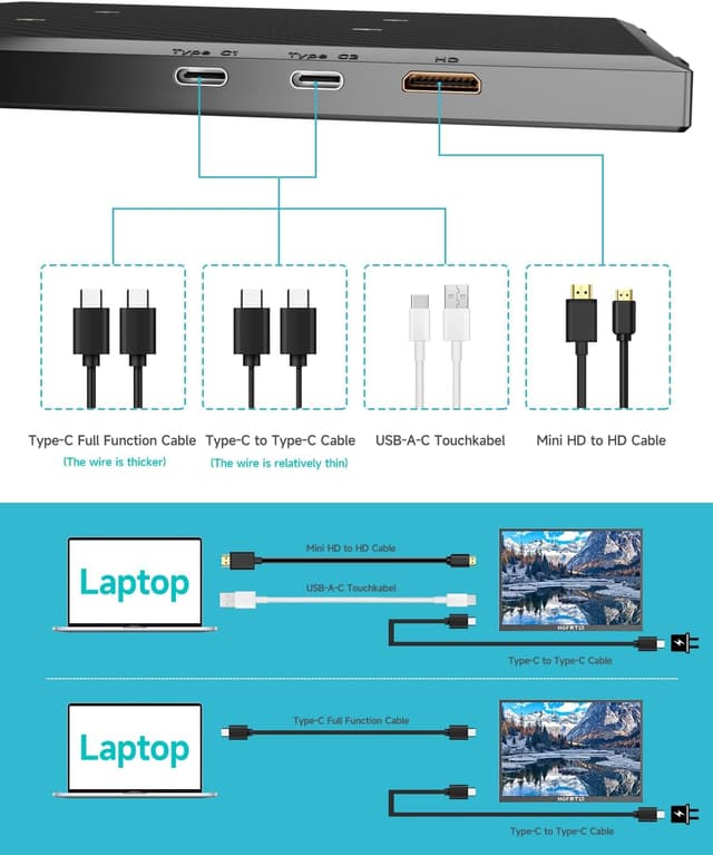 Thumbnail 6 de HGFRTEE Portable Monitor 12,3 Zoll FHD IPS