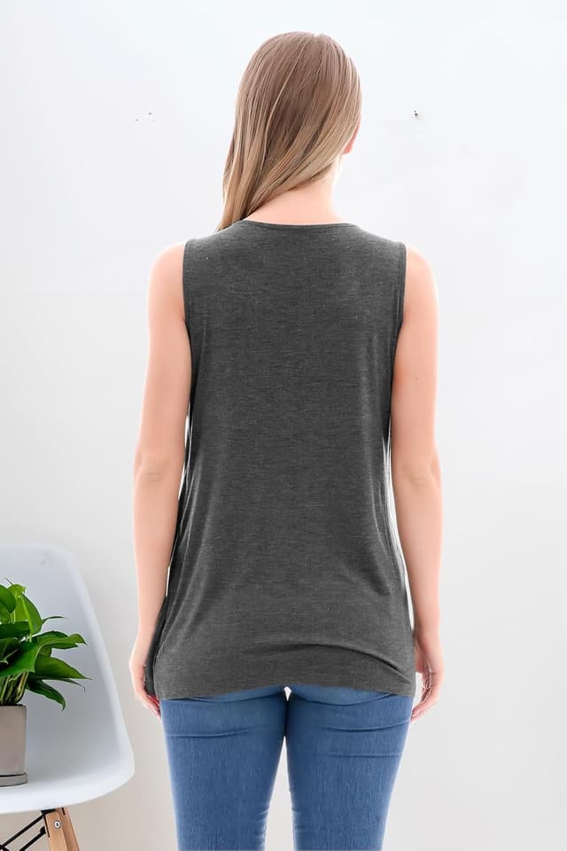 Detalle de PARNIXS Summer Women’s Maternity & Nursing Tank Top (Sleeveless) — Modal Maternity Nursing Layer