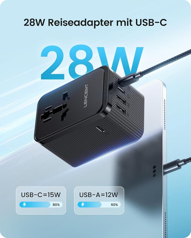 Thumbnail 4 de LENCENT Reiseadapter 30W, universal 🔌