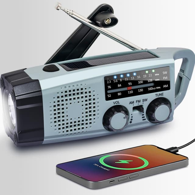 Imagen de Radio Solar de Emergencia con Manivela 2000mAh en OfertitasTOP