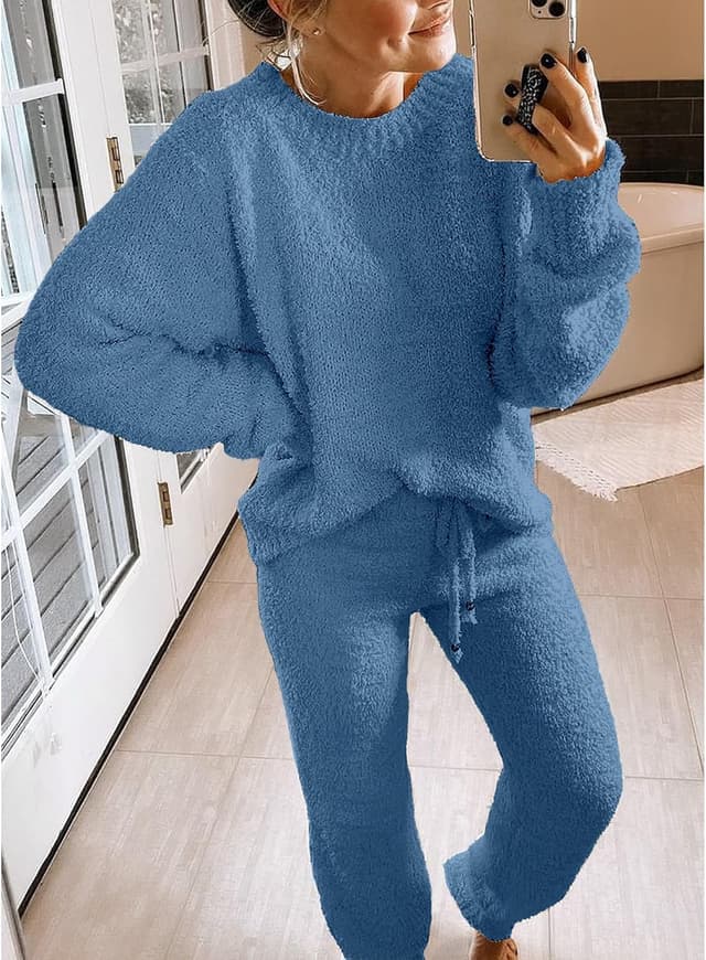 Detalle 2 de luvamia Women's Casual Pajama Set Fuzzy Fleece Loungewear 🛋