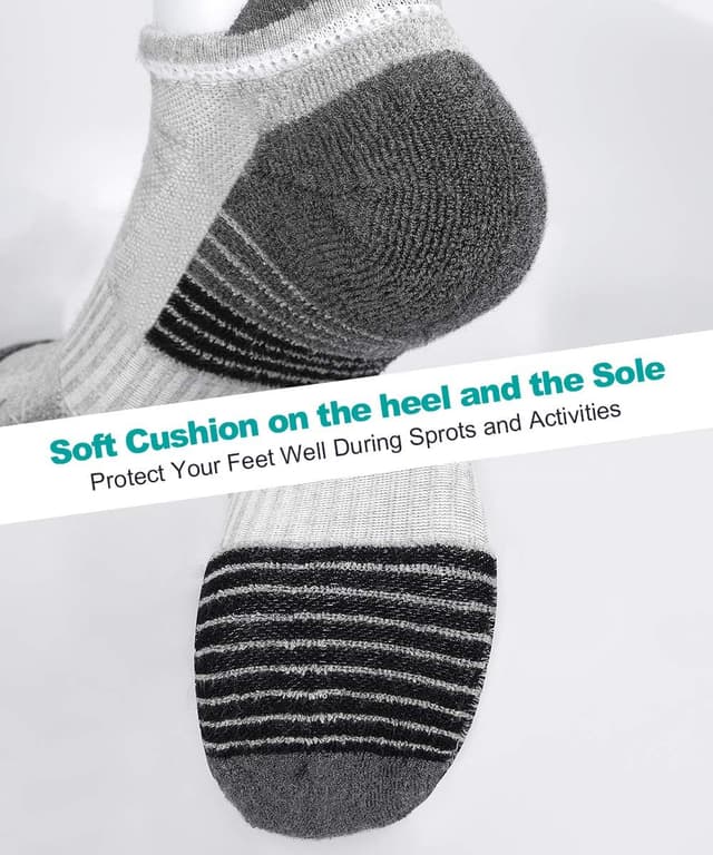 Detalle de Coskefy Thick Cushion Ankle Trainer Socks (6 Pairs) – No odour cotton sports socks for running, gym and walking