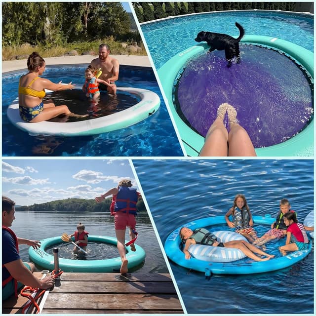 Detalle 2 de FBSPORT Inflatable Water Hammock Round Floating Ring (8 ft) — Floating dock, swim platform & sun raft