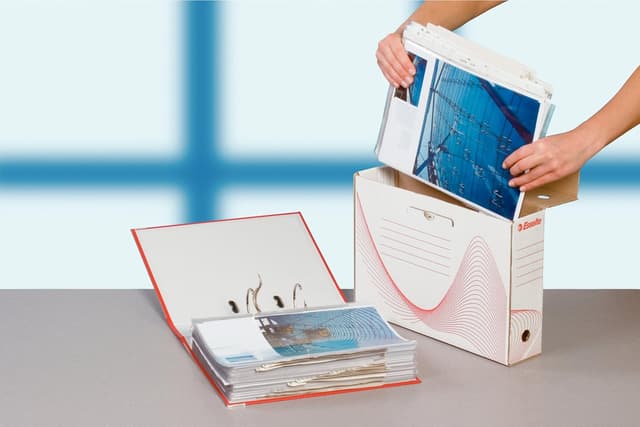 Detalle de ESSELTE Boxy 100 20172 Scatola archivio per documenti A4, 25 x 35 x 10 cm, bianca (confezione da 10)