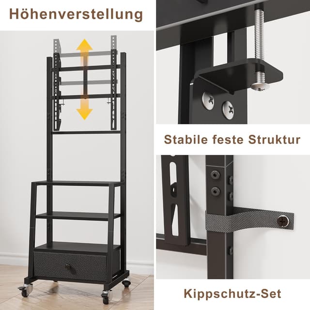 Detalle 2 de OYRREU TV Ständer 32 bis 55 Zoll mit Rollen