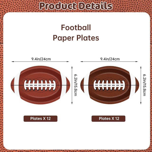 Thumbnail 2 de Football Plates 24-Pack 9.4x6.2 inch 🏈