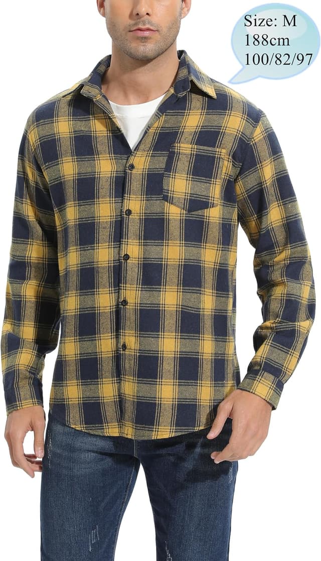 Thumbnail 6 de Chemisier à carreaux en coton pour homme – chemise bûcheron western en flanelle, manches longues (style rétro)