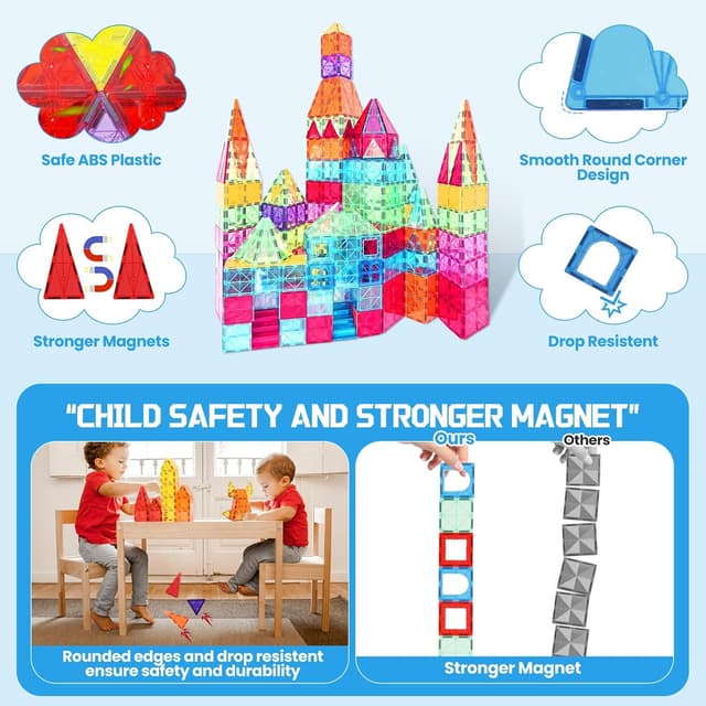 Detalle de Paaxido Magnetic Tiles 100-piece STEM blocks