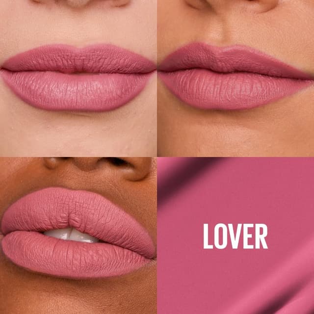 Detalle de Maybelline New York Super Stay Matte Ink Lippenstift flüssig 16H, matt & transferresistent (Nuance 15 Lover) – 5 ml