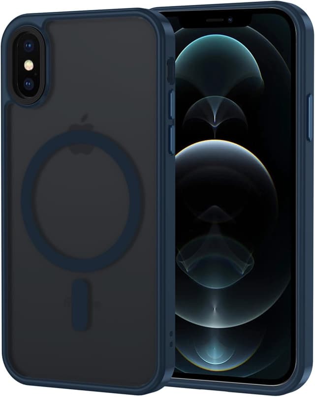 Detalle de Coque magnétique XTCASE pour iPhone X/XS compatible MagSafe (dos translucide mat bleu)