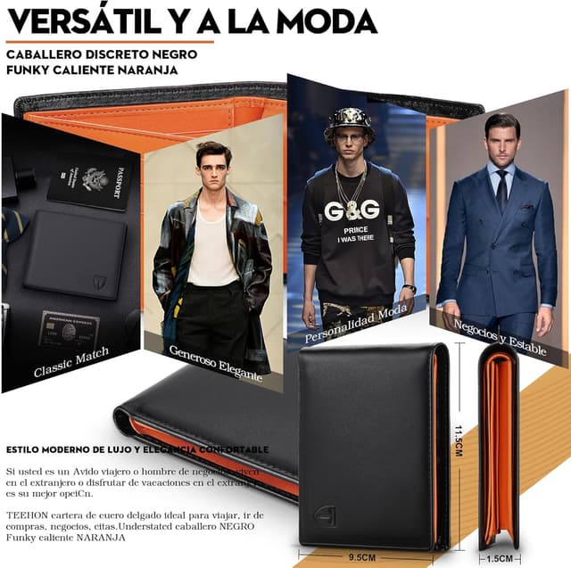 Detalle de TEEHON Cartera RFID 10 ranuras 🧾