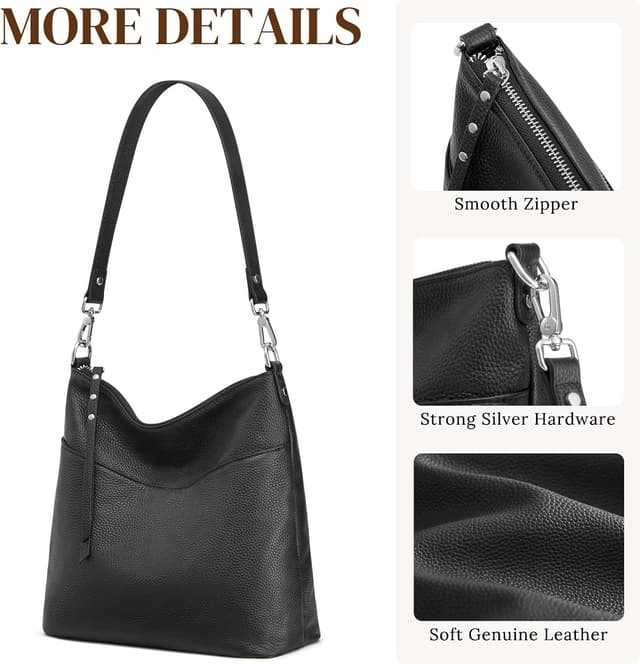 Detalle de S-ZONE women’s medium leather tote bag with 2 removable straps