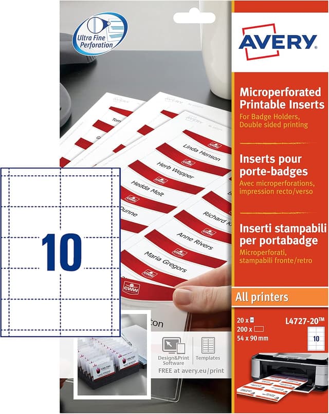 Detalle 2 de Avery Italia Inserti per porta badge 54x90mm 🏷