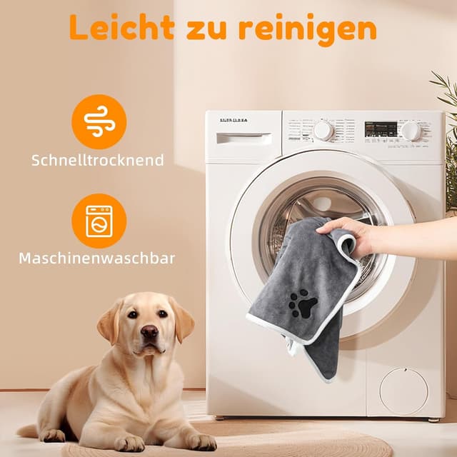 Thumbnail 6 de 2er-Set Hunde-Handtücher aus Mikrofaser (extra saugfähig), mit Aufhänge-Schlaufe – für kleine bis große Hunde