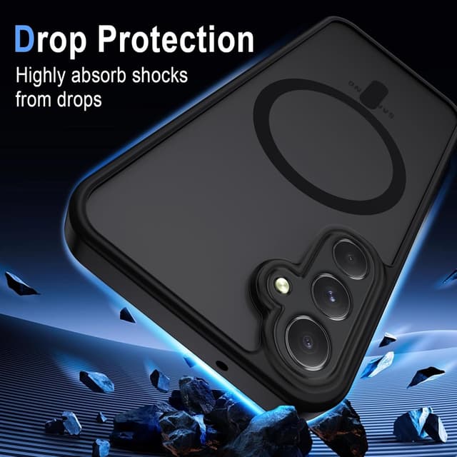 Detalle de XTCASE Coque magnétique MagSafe pour Samsung Galaxy A25 5G – dos mat translucide, TPU antichoc et PC anti-rayures (noir)