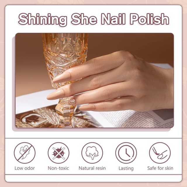 Detalle 2 de Shining She UV-Nagellack-Set (6 Farben) – Nude & Neutral Nuancen für Gel-Soak-Off, 8 ml pro Flasche