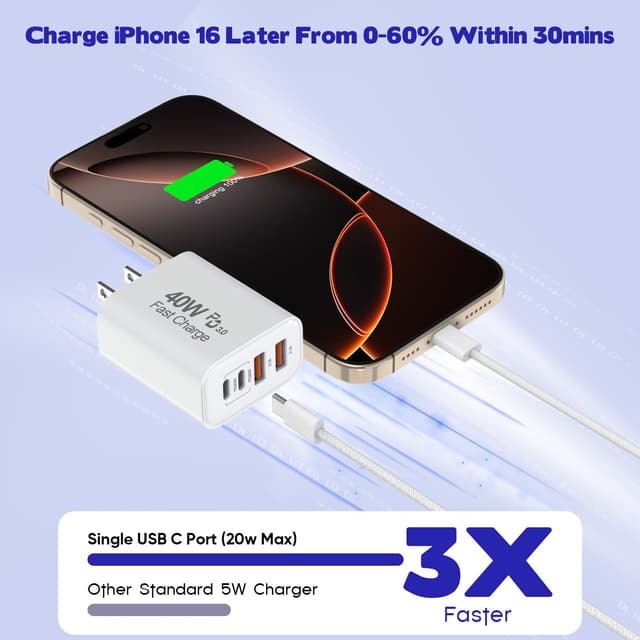 Detalle 2 de 10-Foot USB-C to C Charger for iPhone 17 Pro ⚡