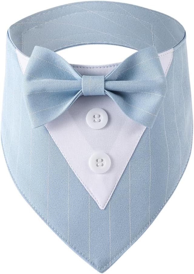 Detalle de BT Bear Pet Tuxedo Collar Bandana (Bow Tie) – Wedding outfit for cats, puppies and small dogs, Light Blue (M)