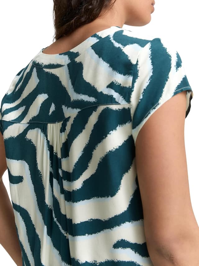 Detalle de TOM TAILOR camicia da donna in viscosa fantasia con scollo a V