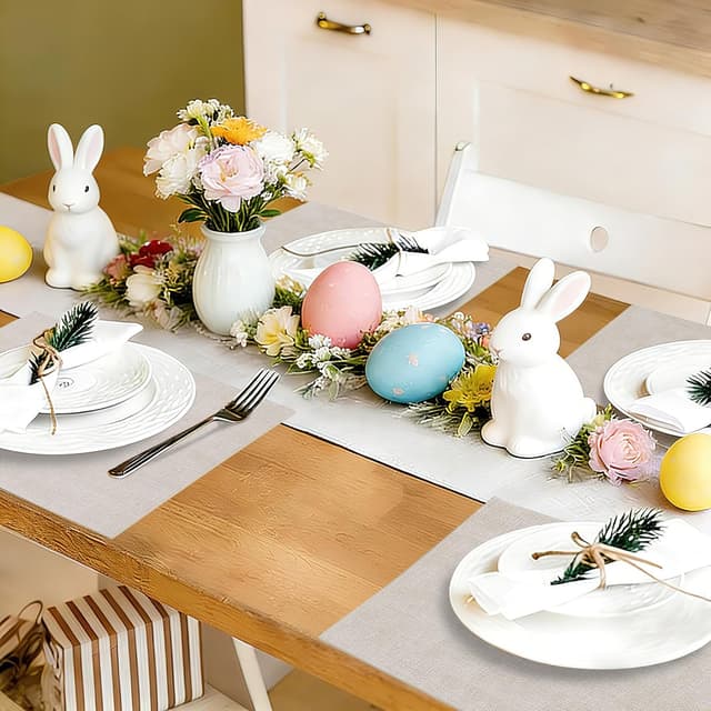 Detalle 2 de homing Faux Leather Heat Resistant Placemats (6-Pack) — Waterproof, Wipeable Dining Place Mats, Beige