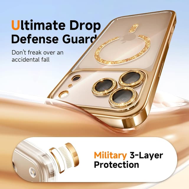 Detalle de Magnetic Glitter Case for iPhone 17 Pro Max with MagSafe Ring & Integrated Lens Protection